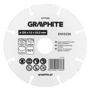 Tarcza TCT do cięcia Drewna 57T125 GRAPHITE